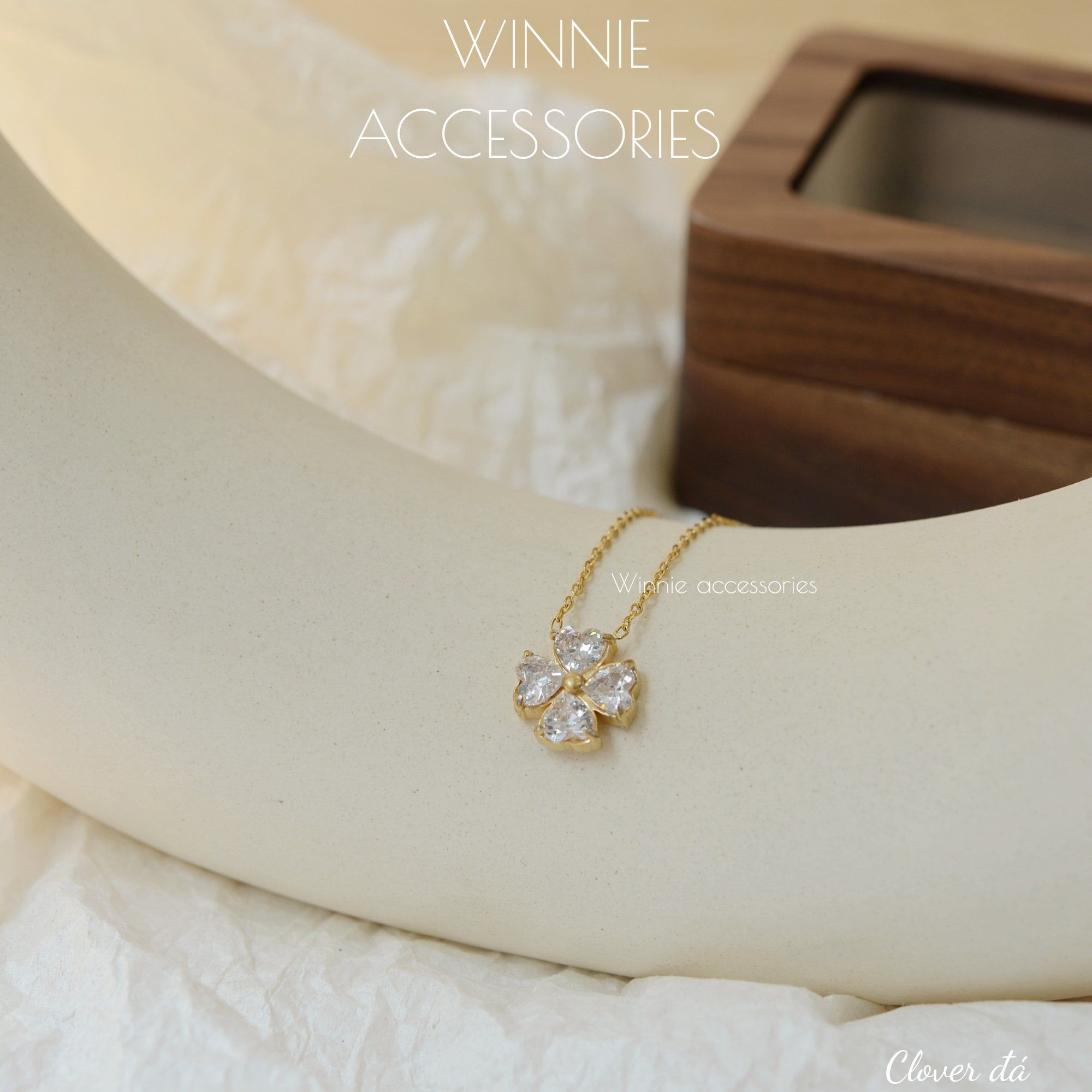  Dây chuyền Titan Clover đá 