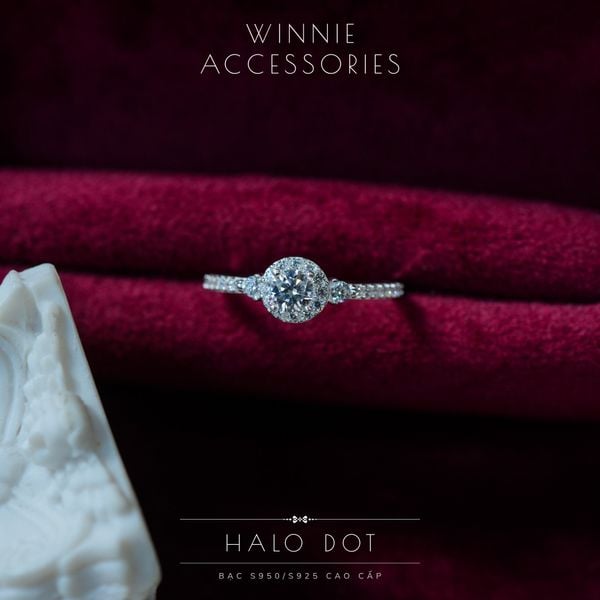  Nhẫn Bạc S925 Halo dot 