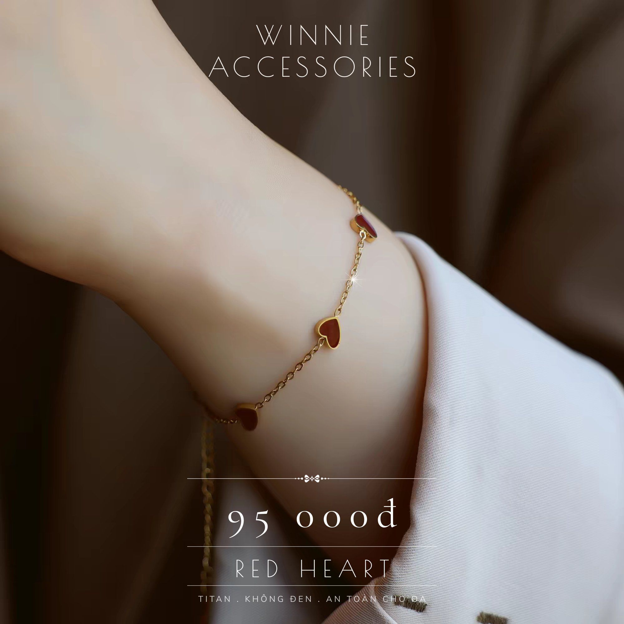  Lắc tay Titan Red heart 