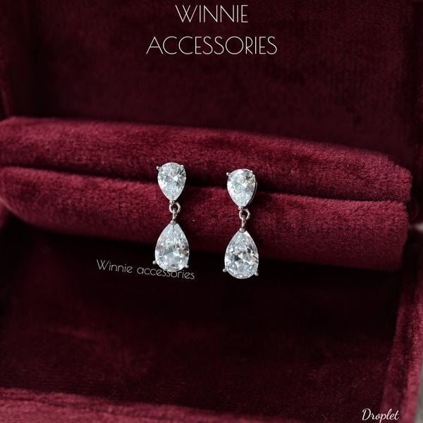  Hoa tai Bạc S925 Droplet (Đã xi kim) 