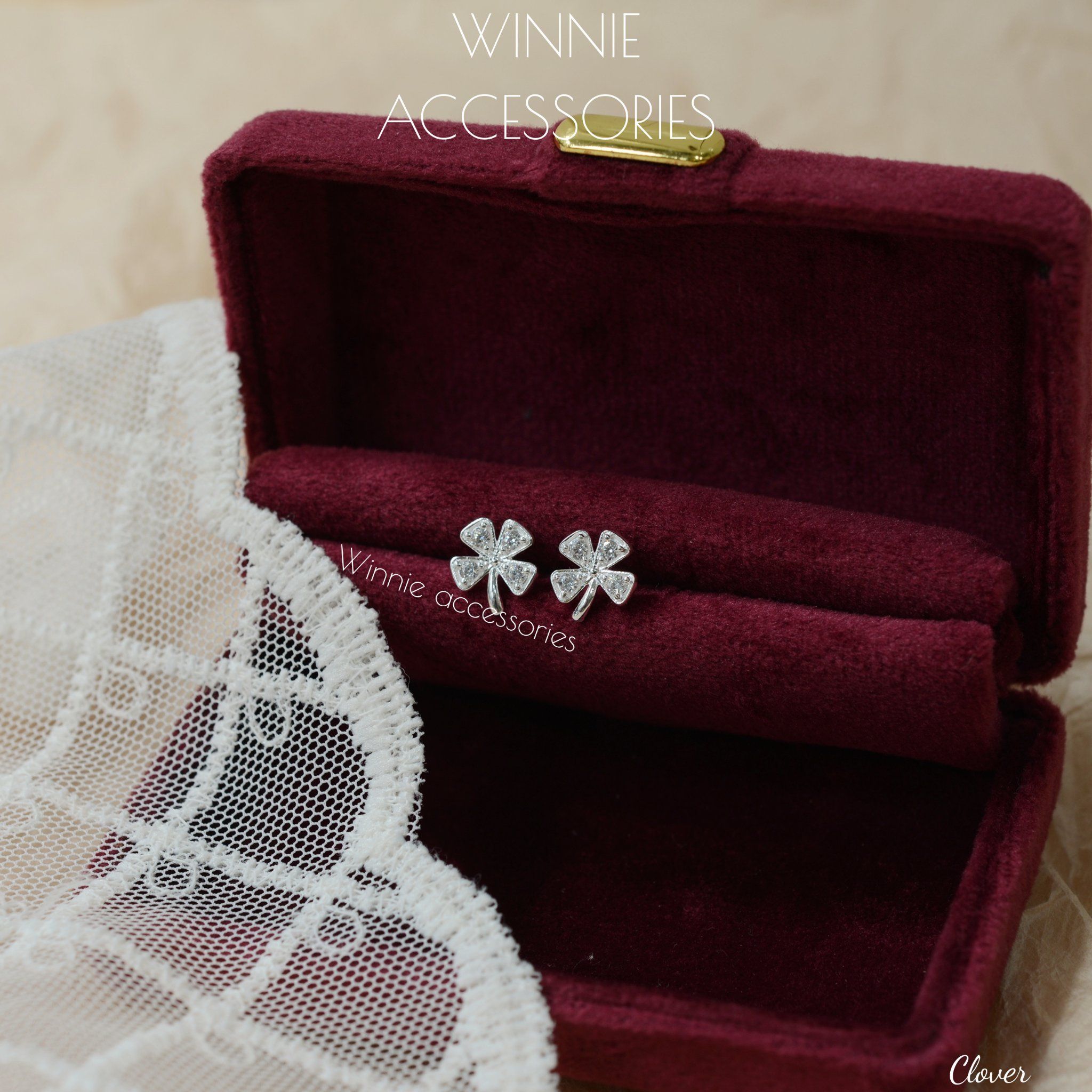  Hoa tai Bạc S925 Clover 