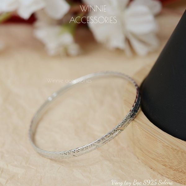  Vòng tay Bạc S925 Selena bản dẹp 4ly (Đã xi Bạch Kim) 