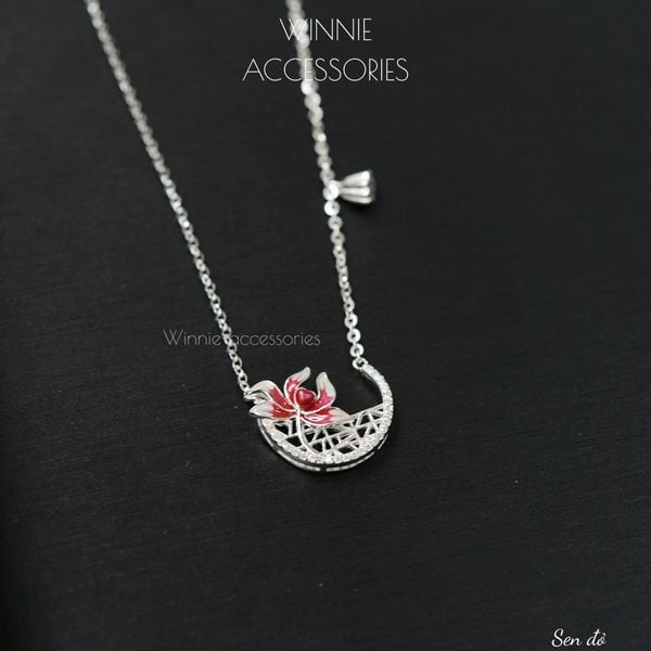  Dây chuyền Bạc S925 Sen Đỏ 