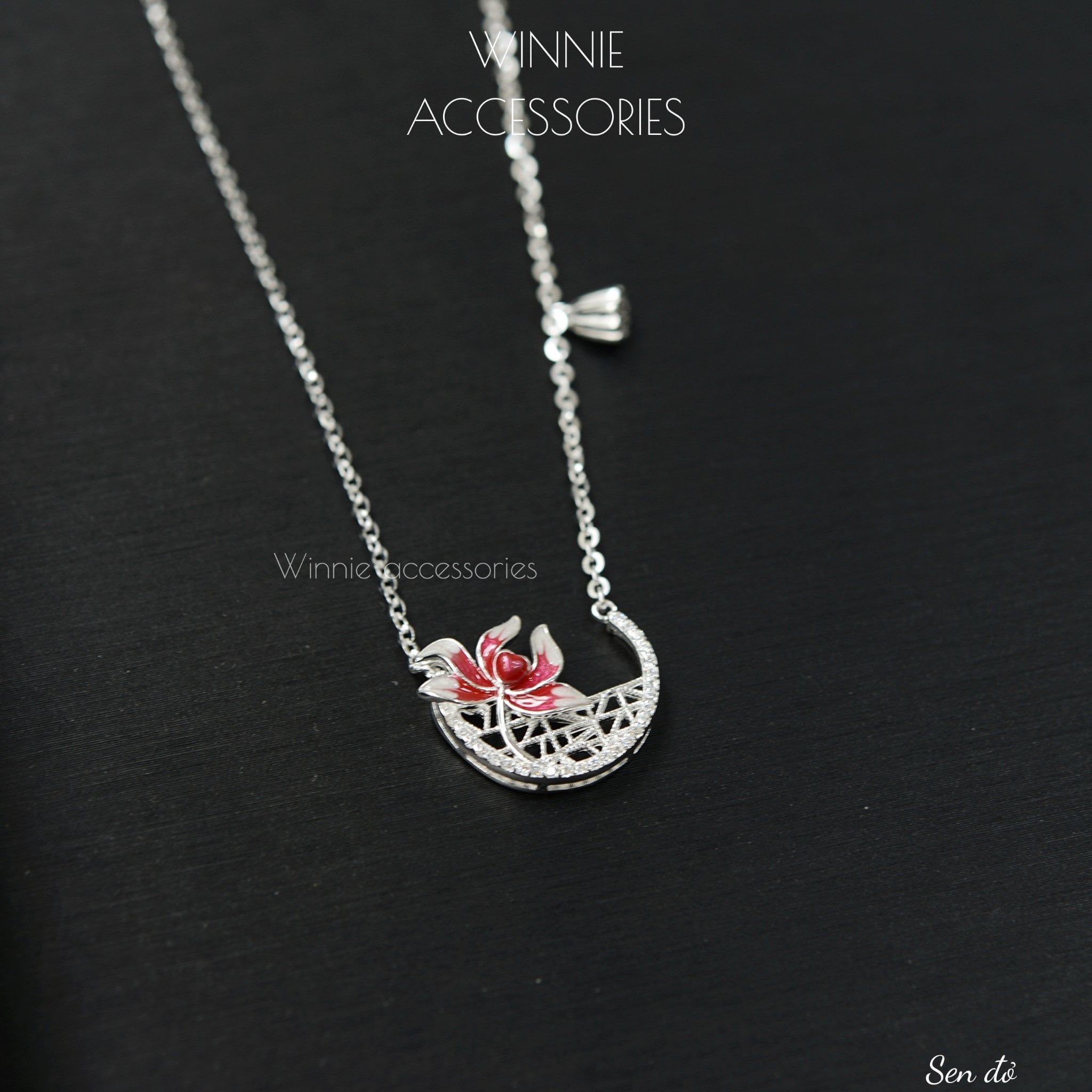  Dây chuyền Bạc S925 Sen Đỏ 