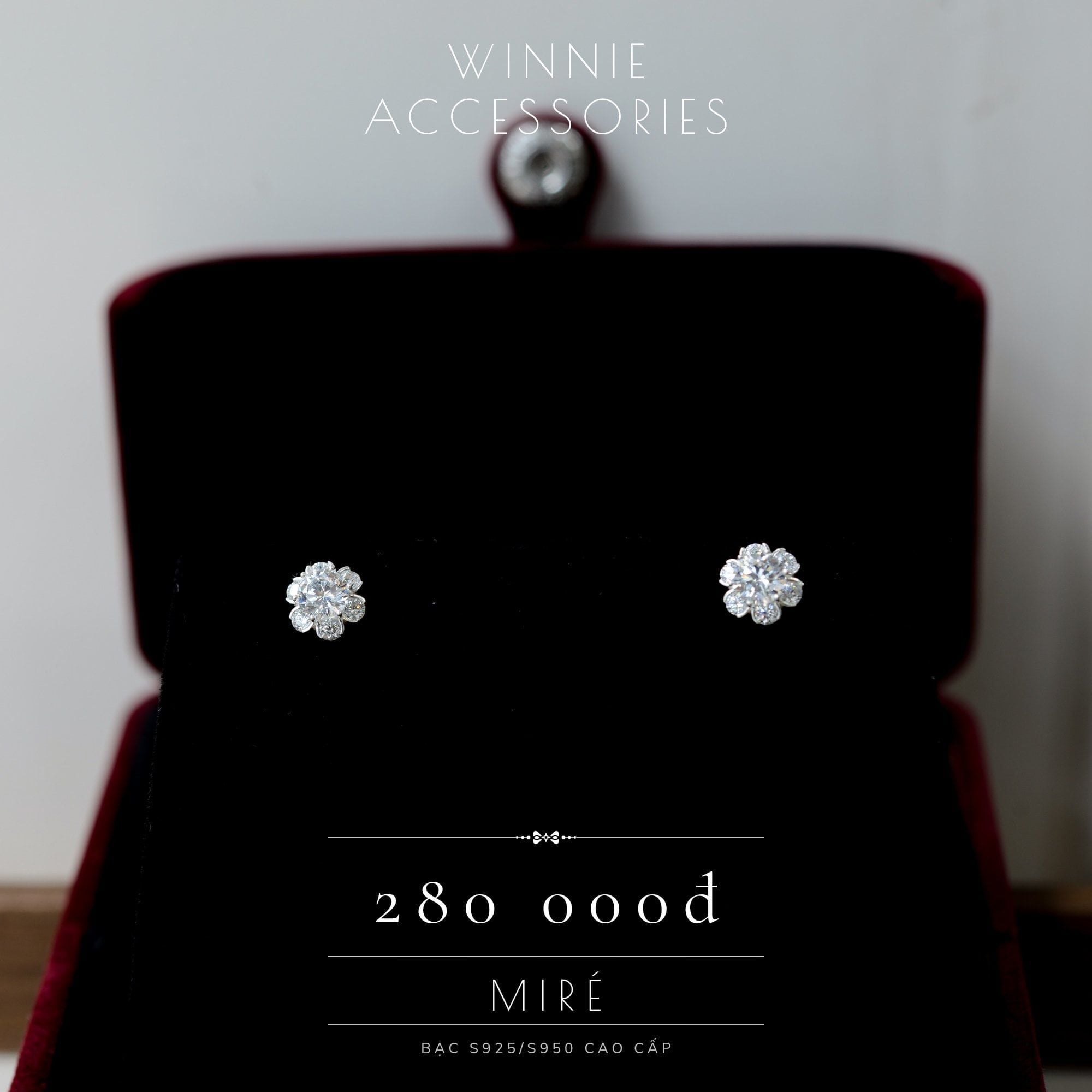  Hoa tai Bạc S925 Miré 