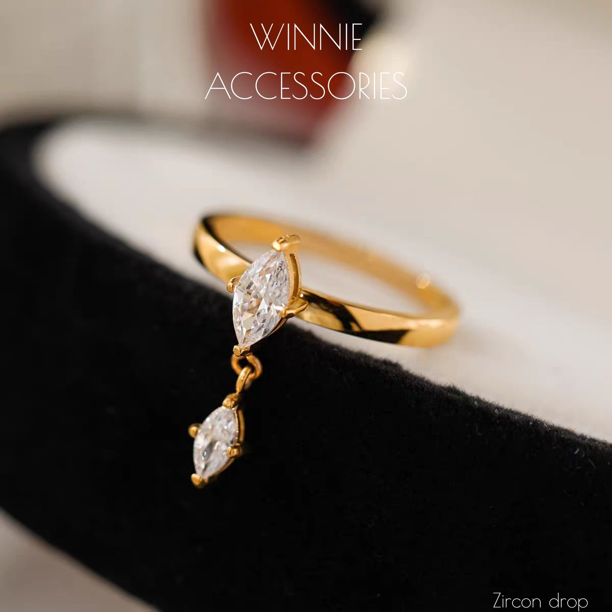 Nhẫn Titan Zircon Drop 