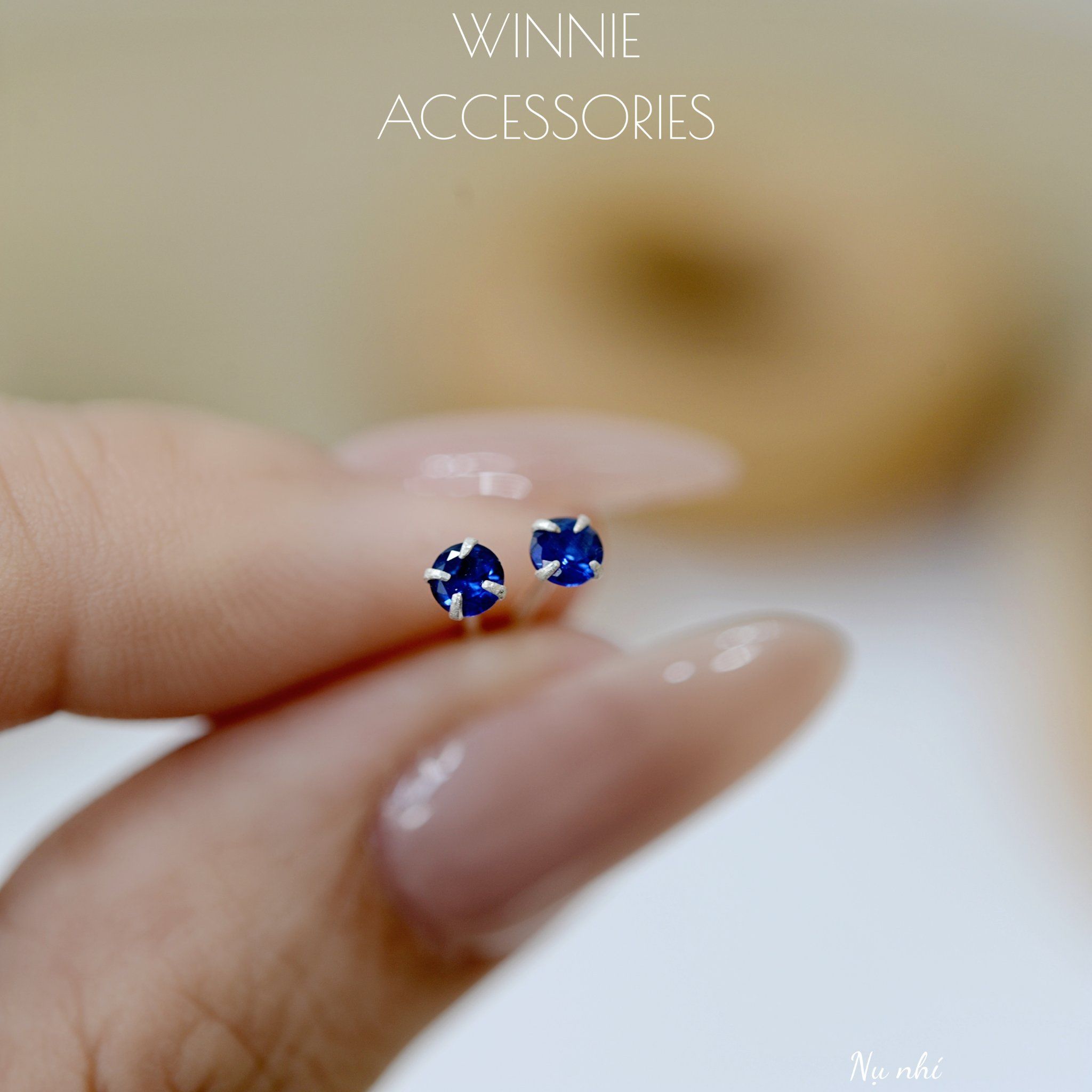  Hoa tai Bạc S925 đá nụ nhí 