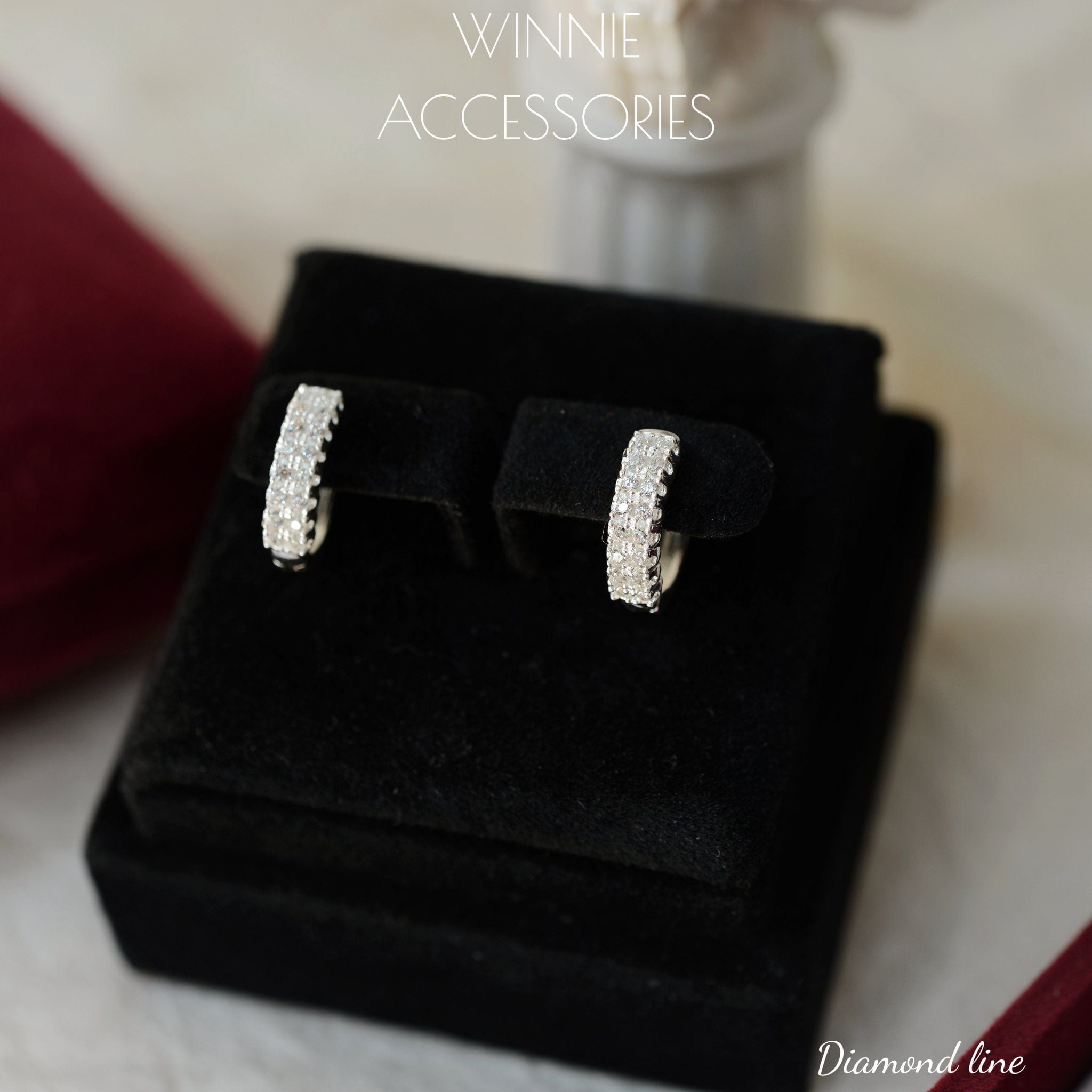  Hoa tai Bạc S925 Diamond Line 