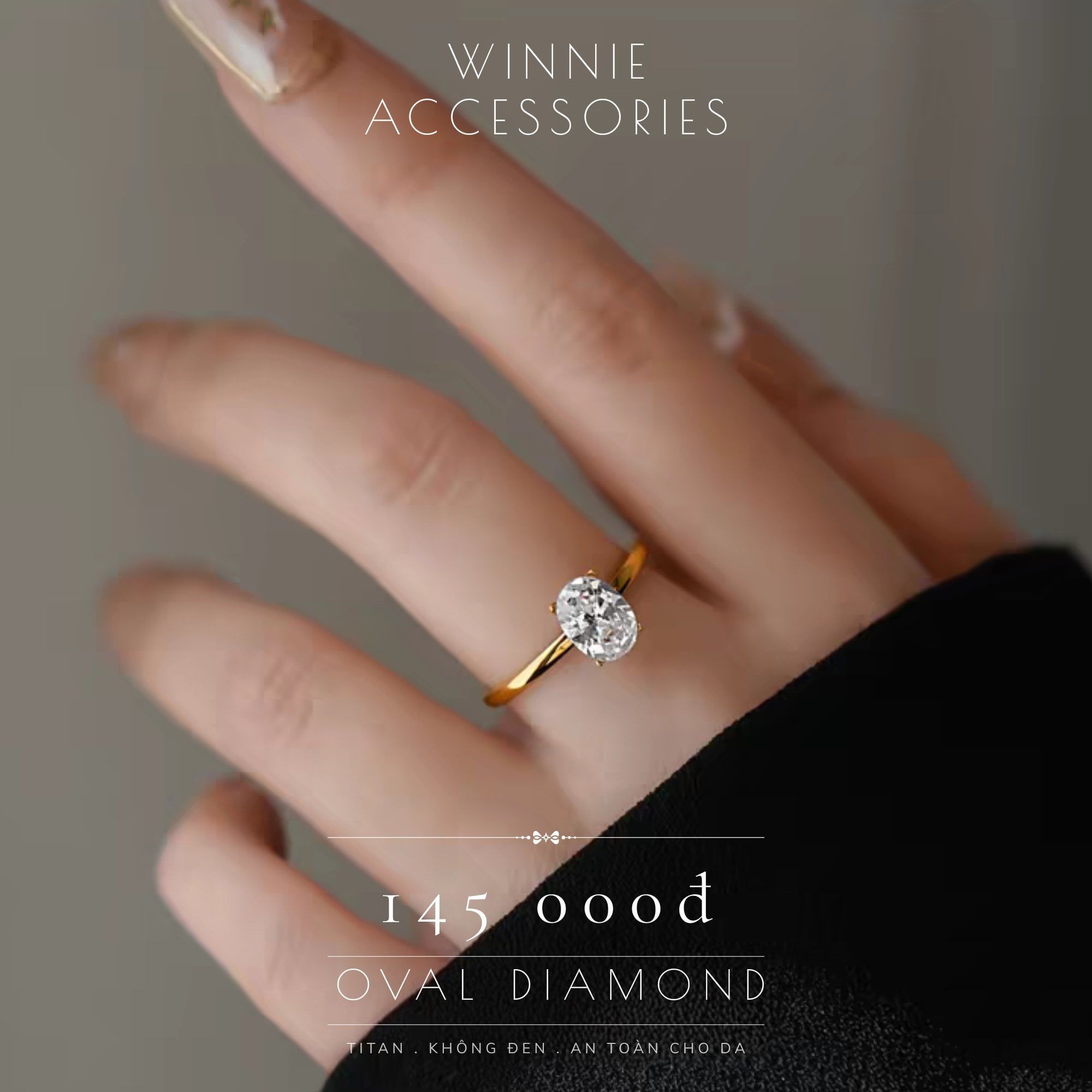  Nhẫn titan Oval Diamond 