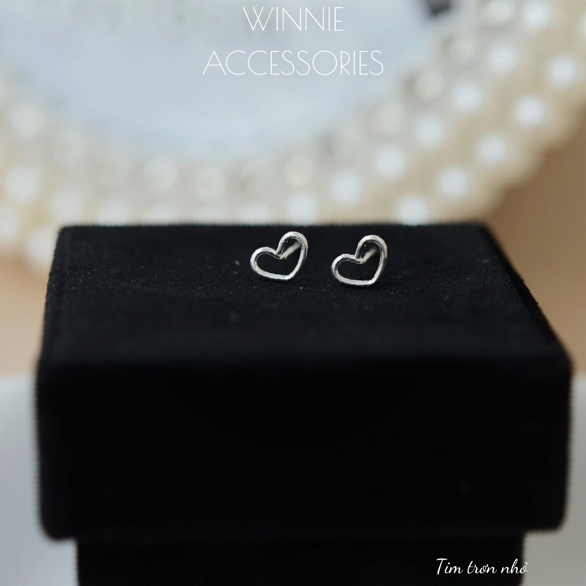  Hoa tai Bạc S925 Tim trơn nhỏ 