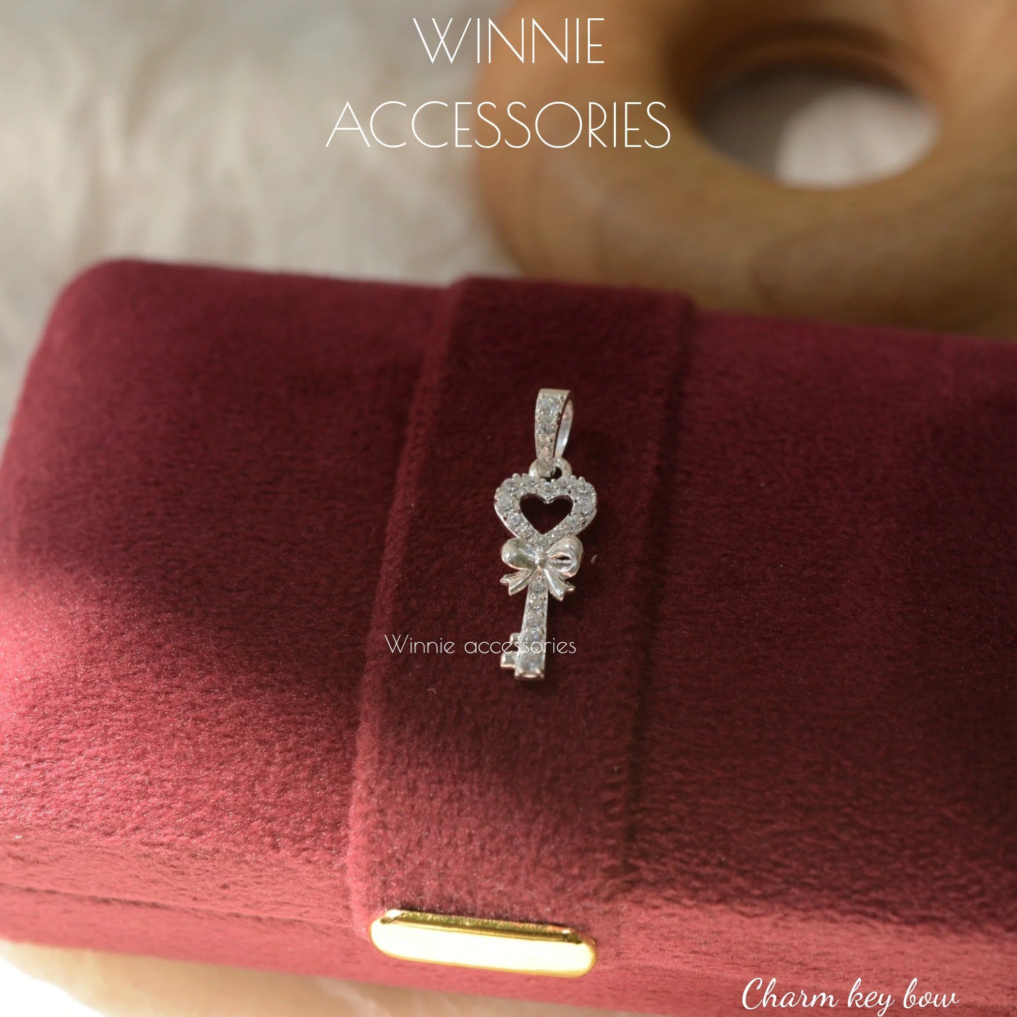  Charm Dây chuyền Bạc S925 Key Bow (không kèm dây) 