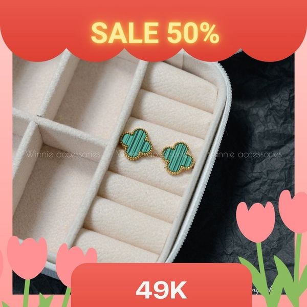  Hoa tai Titan Cỏ 4 lá xanh lá 