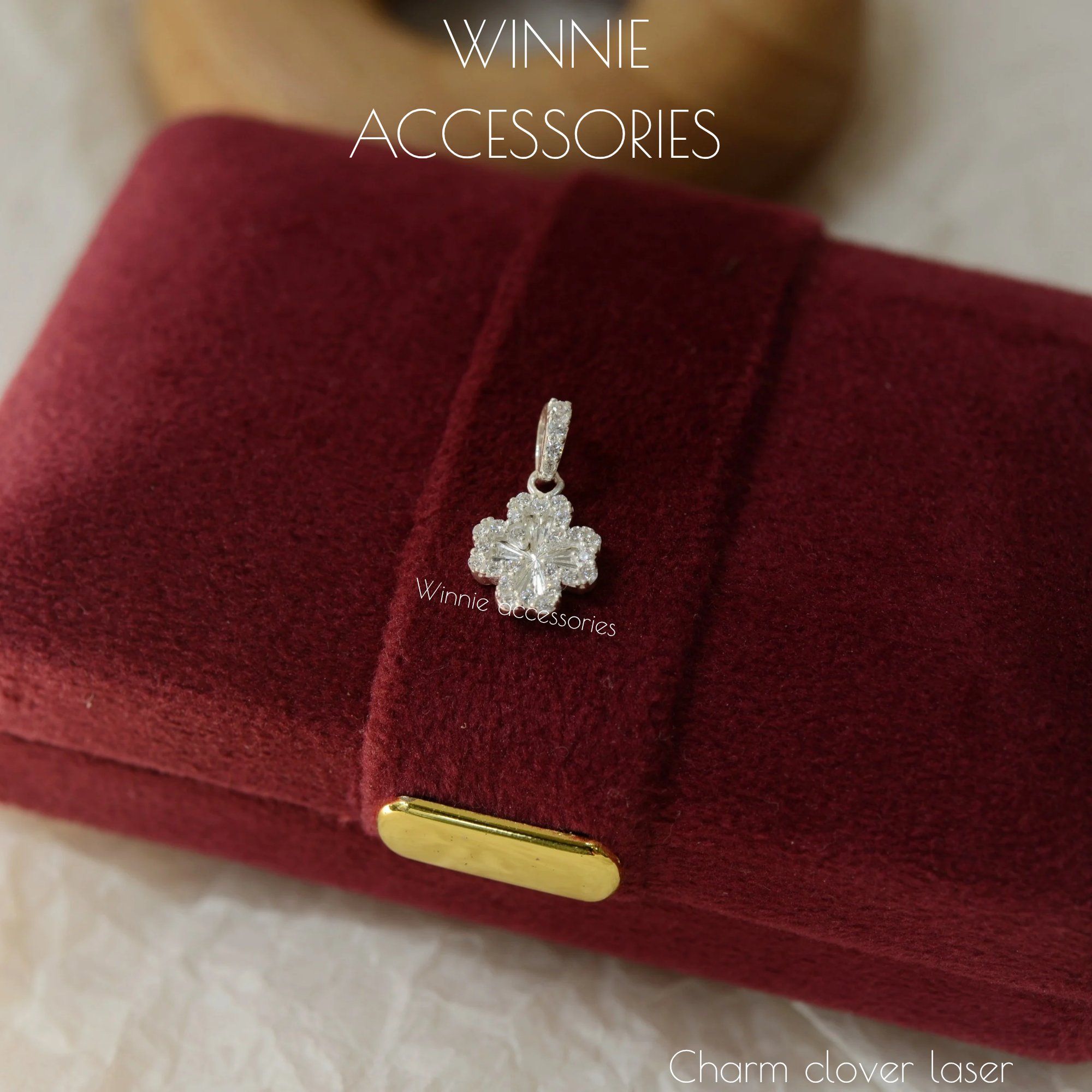  Charm Dây chuyền Bạc S925 Clover Laser (Không kèm dây) 