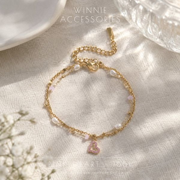  Lắc tay Titan Pink Heart 