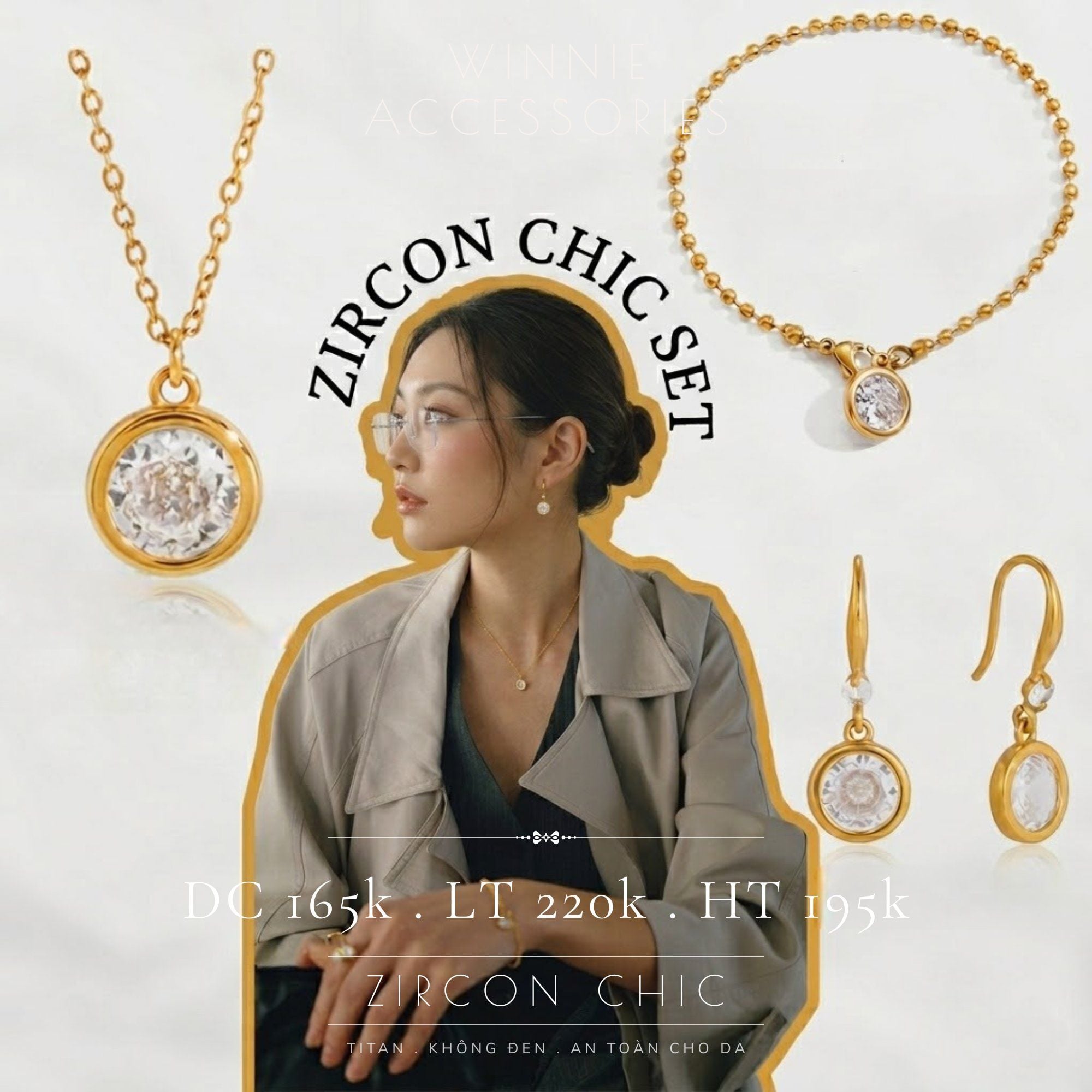  Dây chuyền Titan Zircon chic 