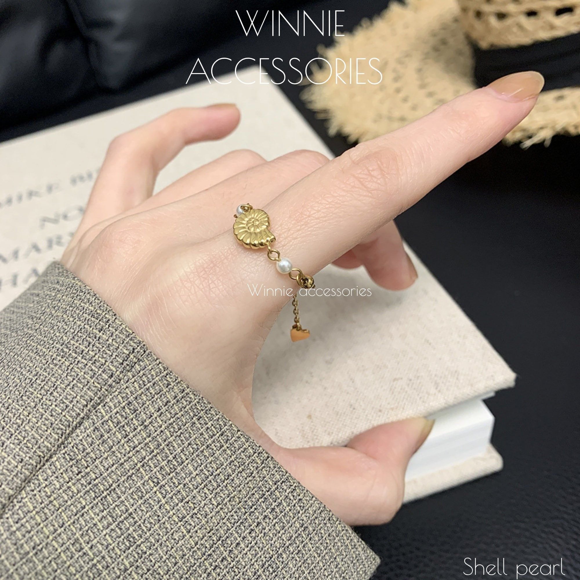  Nhẫn Titan Dây Shell pearl 