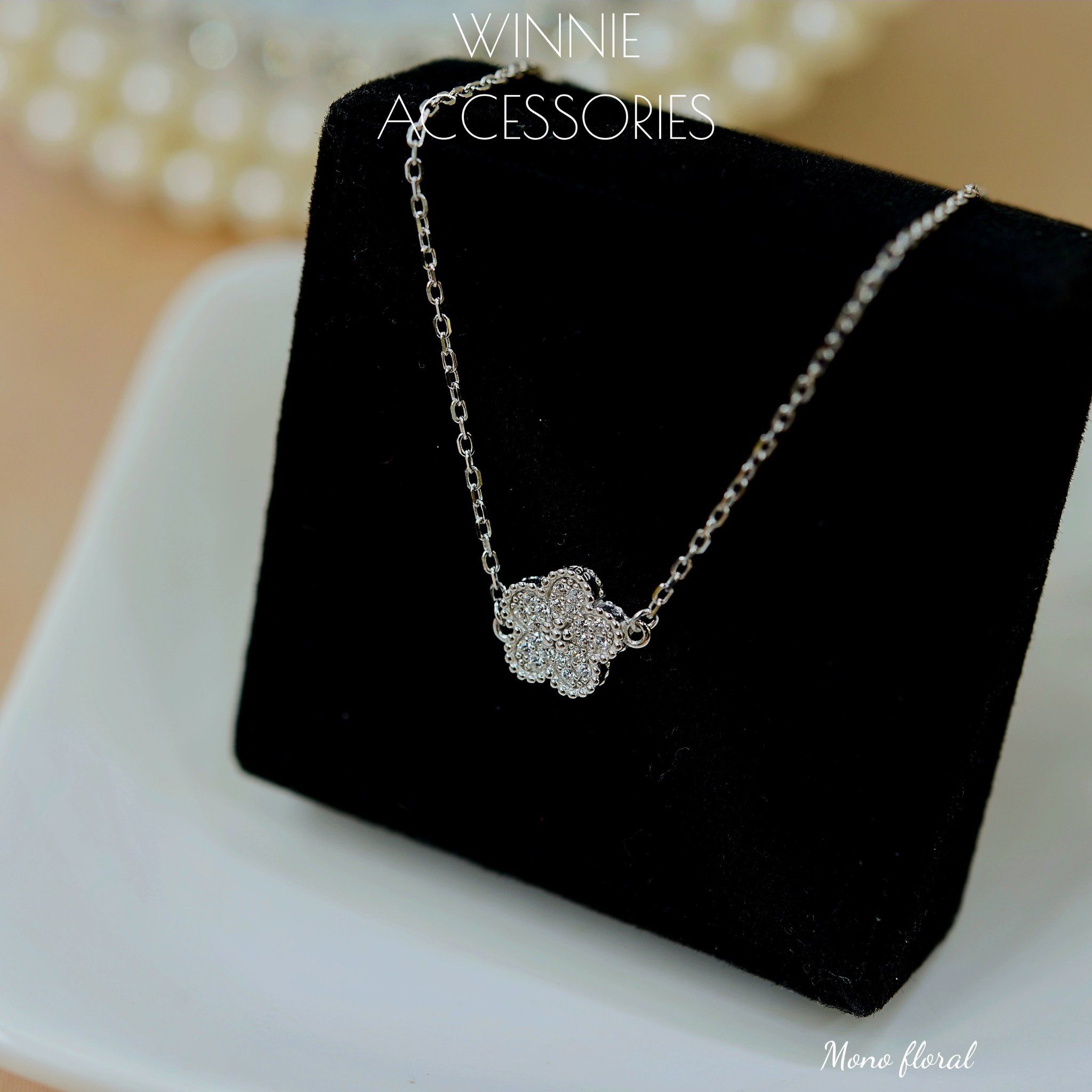  Lắc tay Bạc S925 Mono Floral Xi kim 