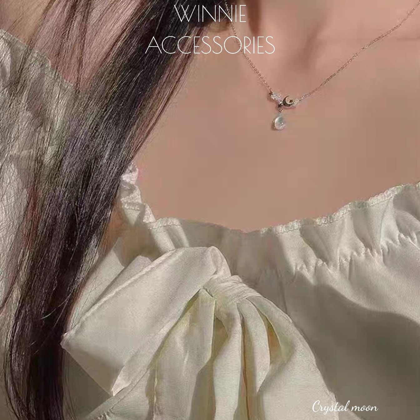  Dây chuyền Bạc S925 Crystal Moon (Xi Kim) 