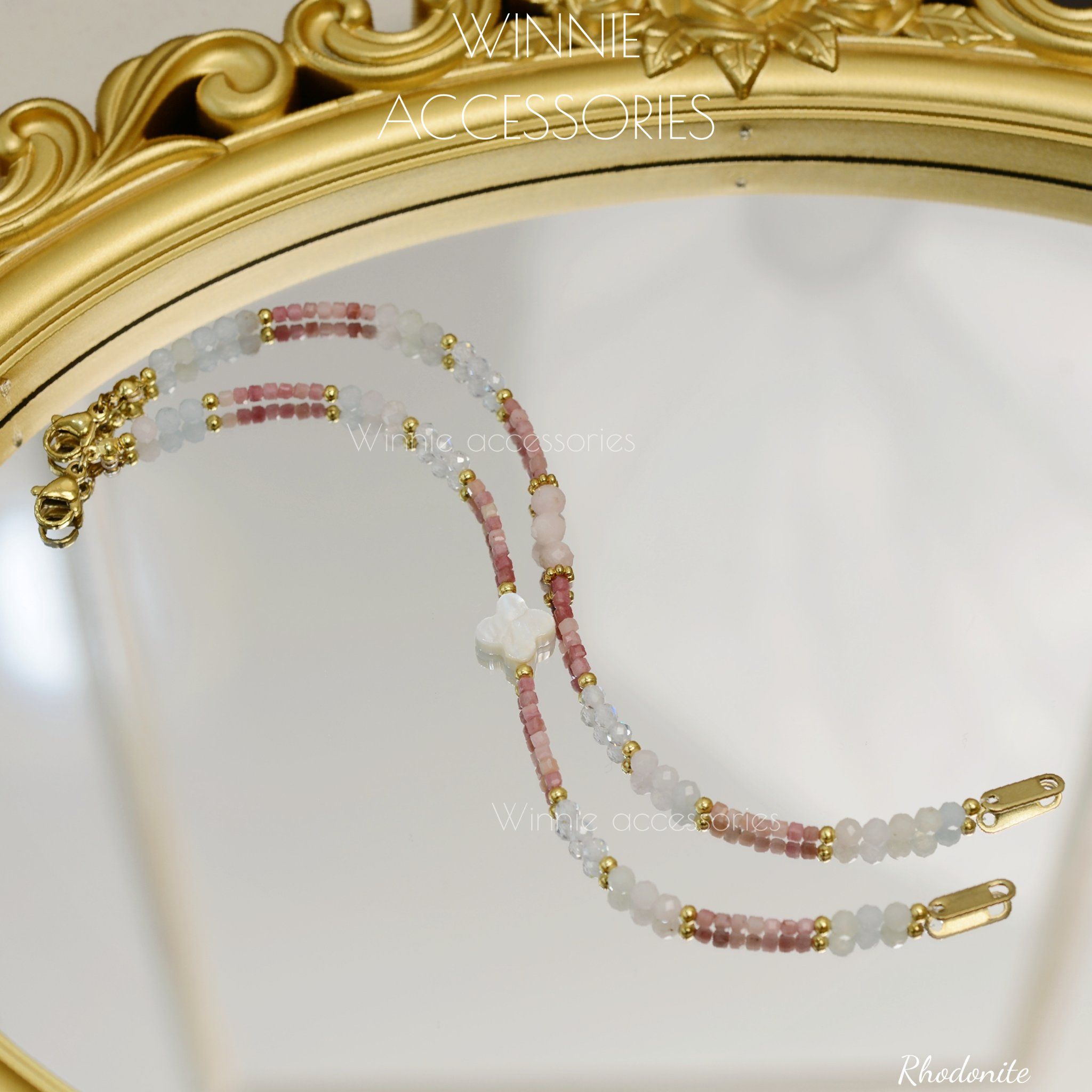  Lắc tay Titan Rhodonite (đá Tường Vi) 