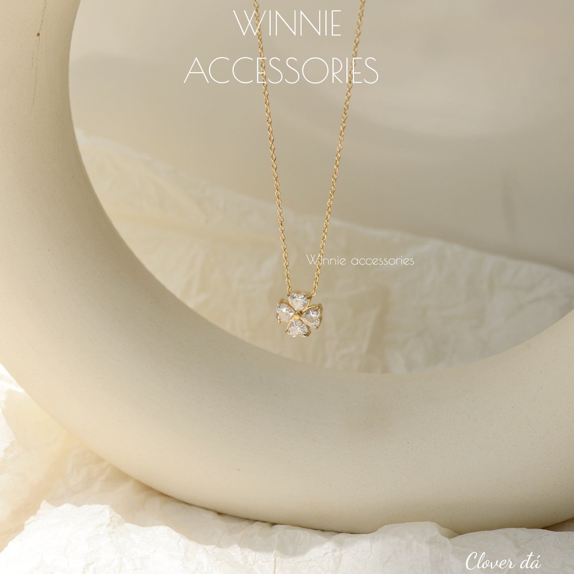  Dây chuyền Titan Clover đá 