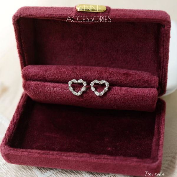  Hoa tai Bạc S925 Tim Xoắn 