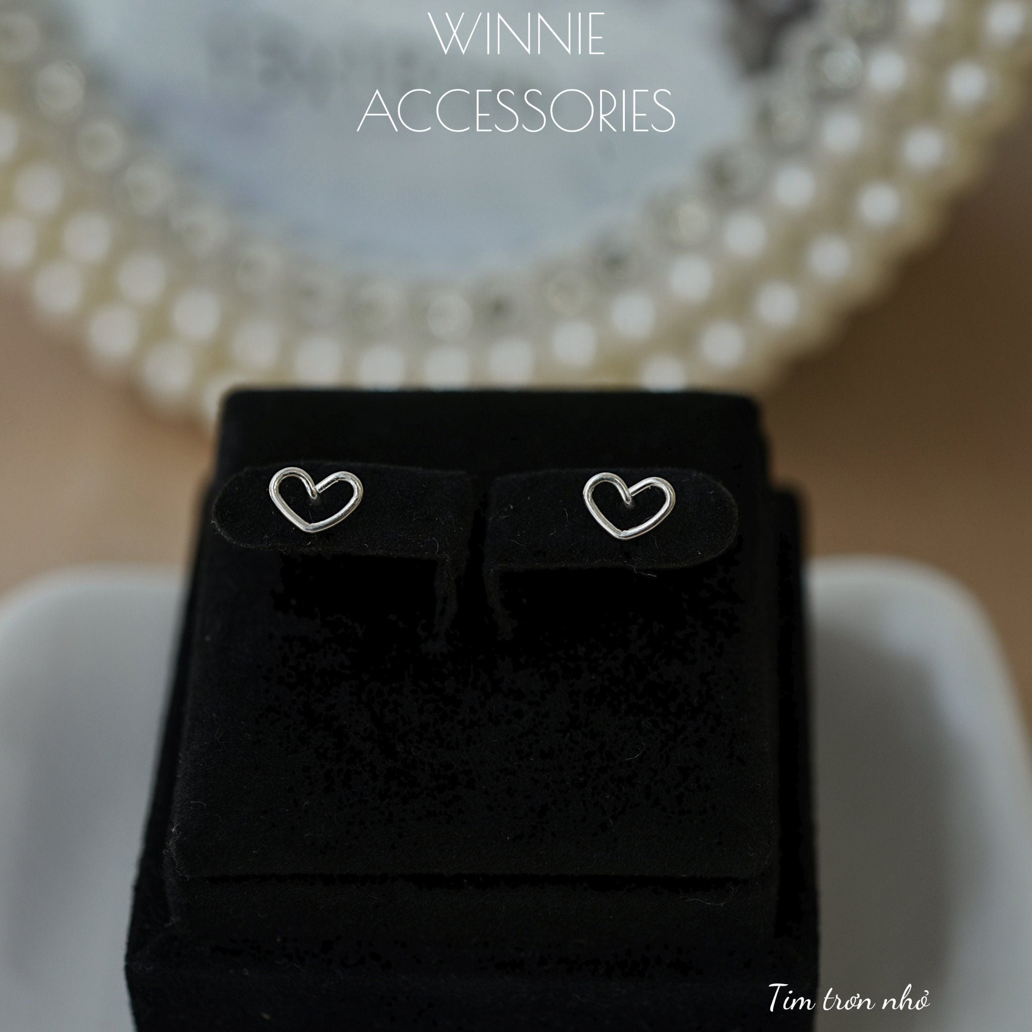  Hoa tai Bạc S925 Tim trơn nhỏ 