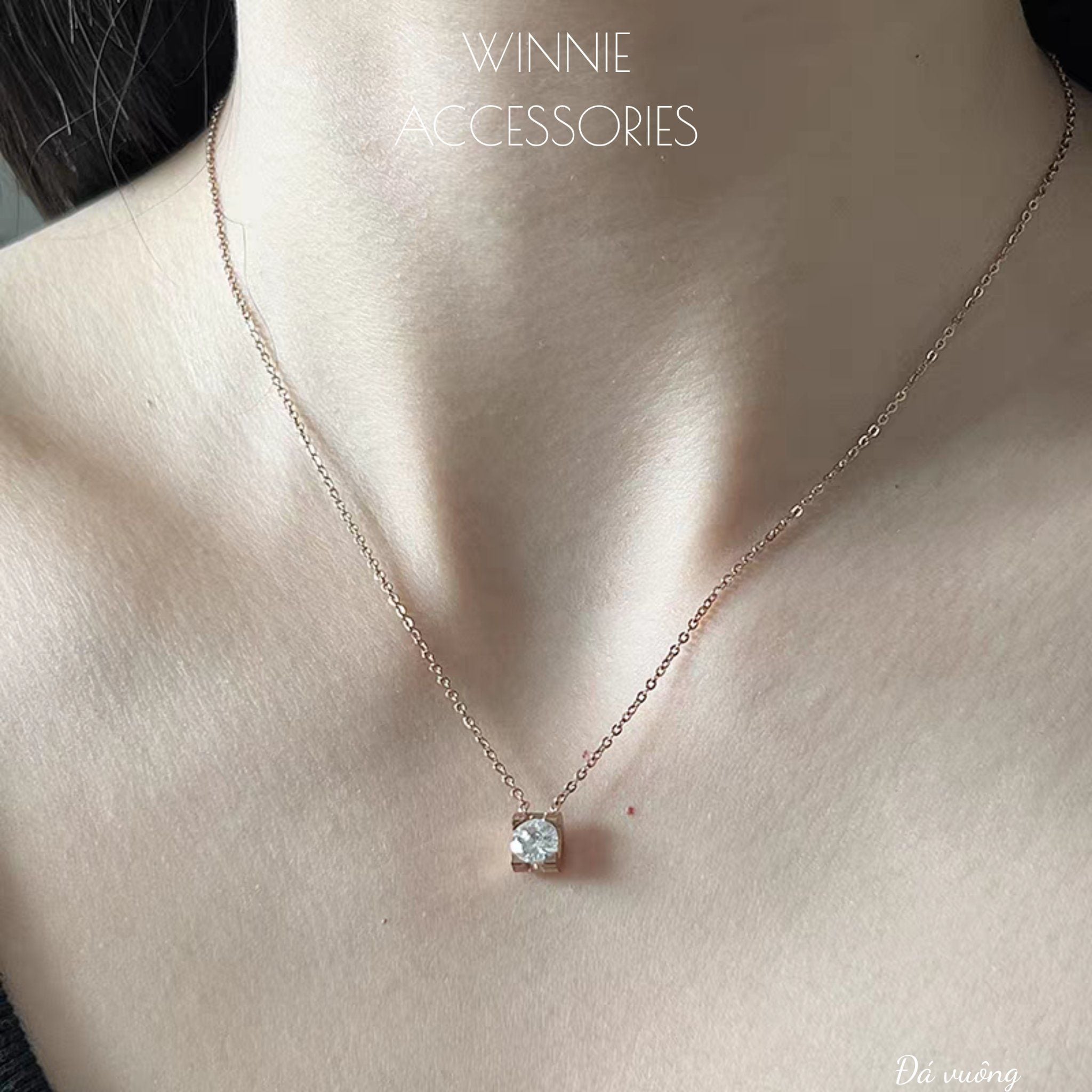  Dây chuyền Titan Đá vuông 