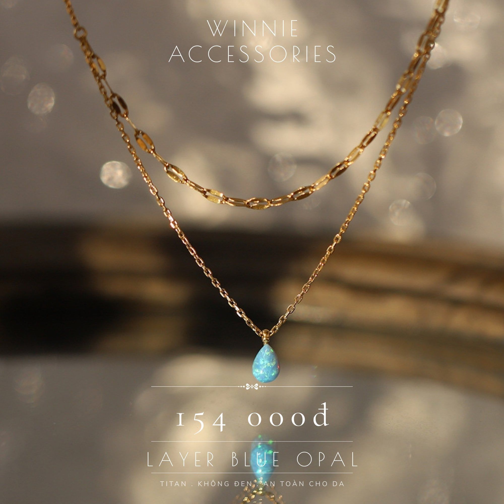  Dây chuyền Titan Layer Blue Opal 