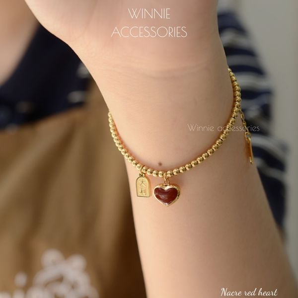  Lắc tay Titan Nacre Red Heart 