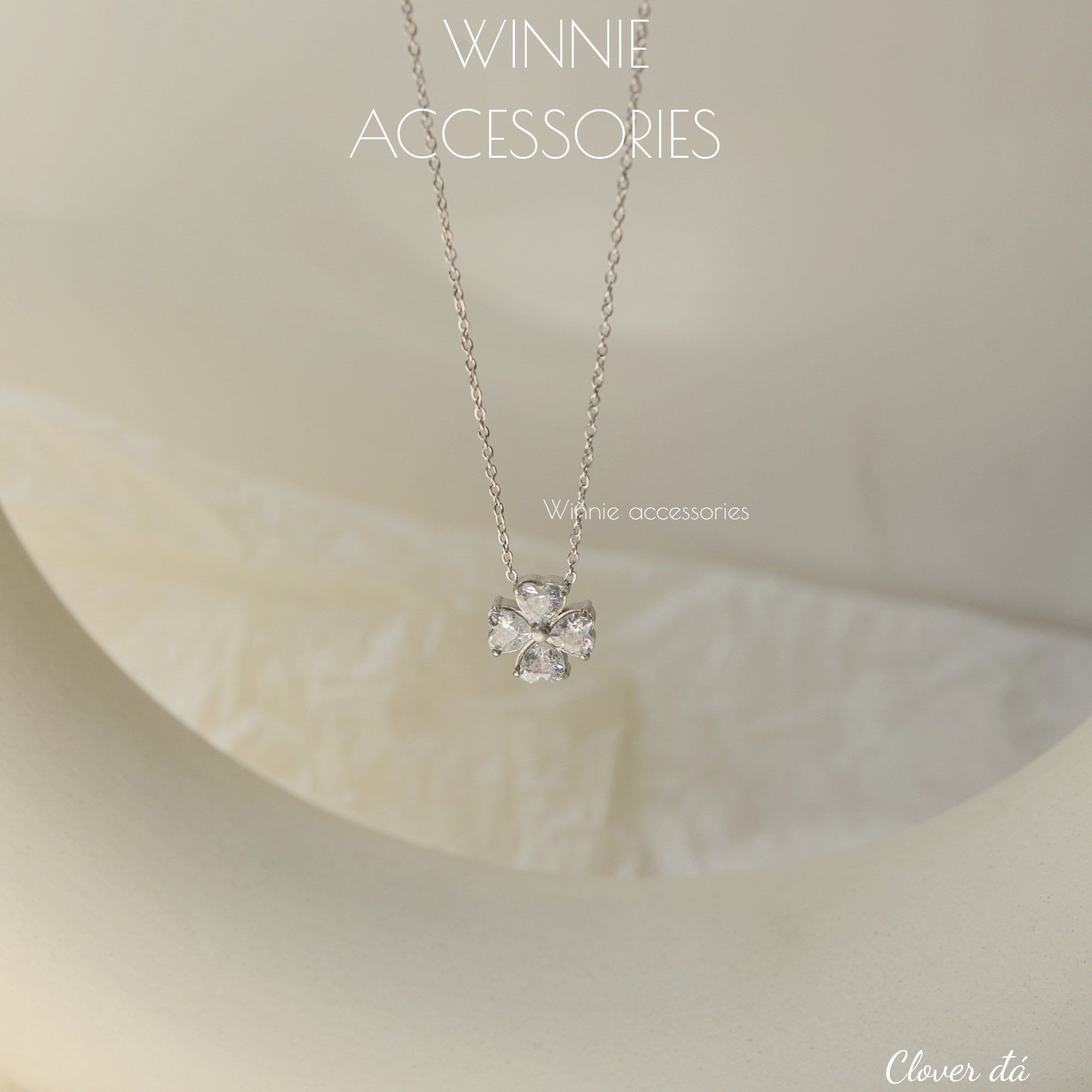  Dây chuyền Titan Clover đá 