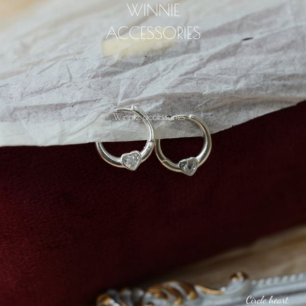  Hoa tai Bạc S925 Circle heart 