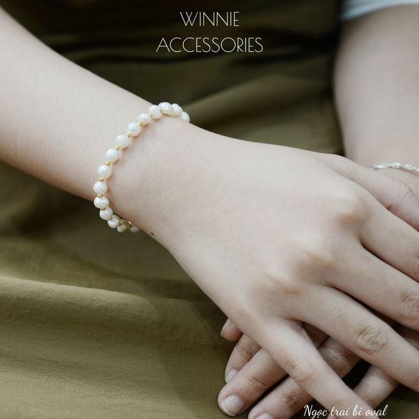  Lắc tay Titan Ngọc trai Bi Oval (ngọc trai nước ngọt) 