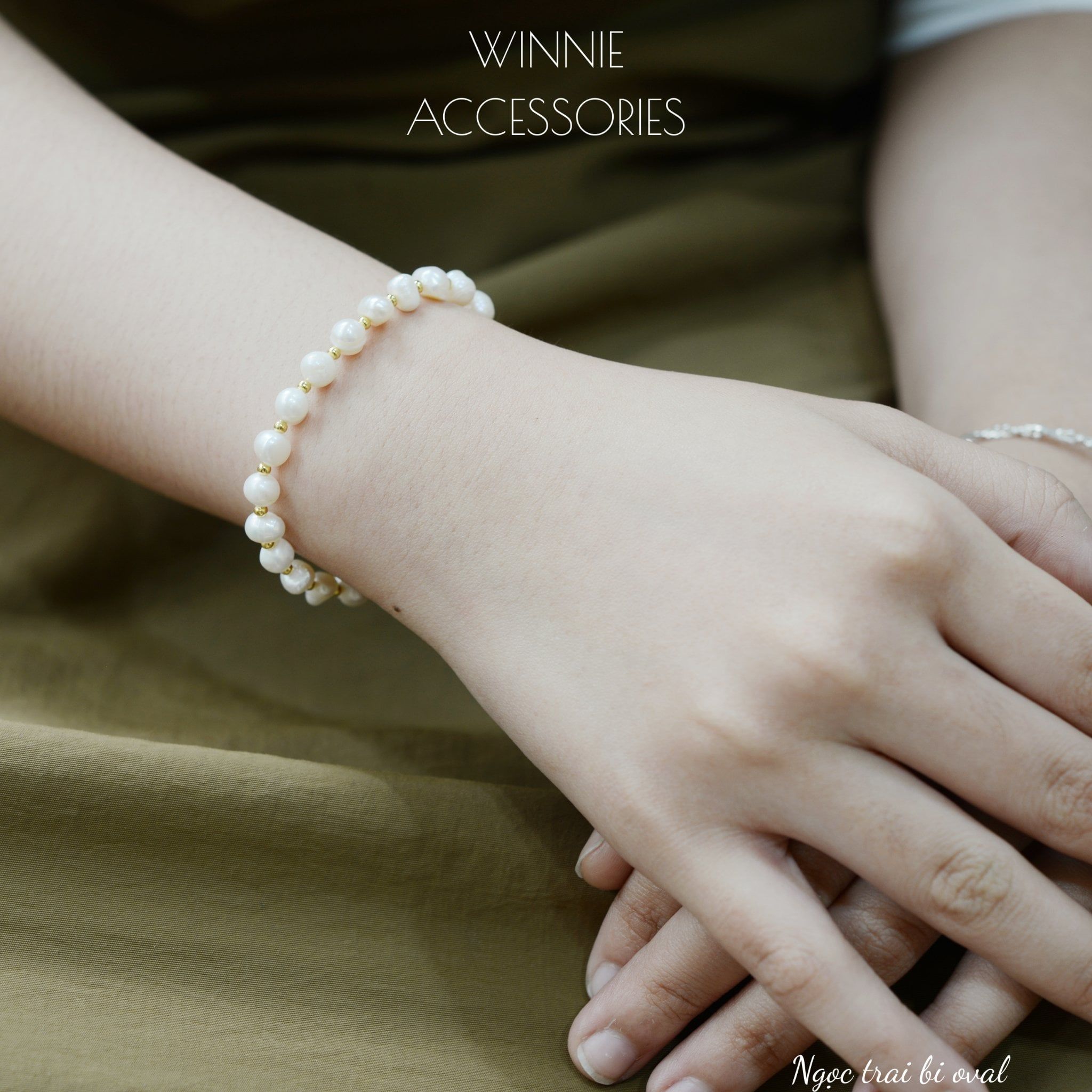  Lắc tay Titan Ngọc trai Bi Oval (ngọc trai nước ngọt) 