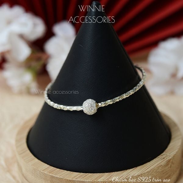  Charm Bạc S925 Tròn Sao 