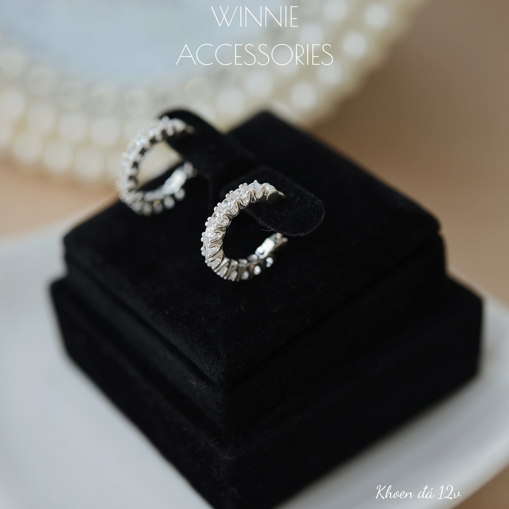  Hoa tai Bạc S925 Khoen Đá 12v 