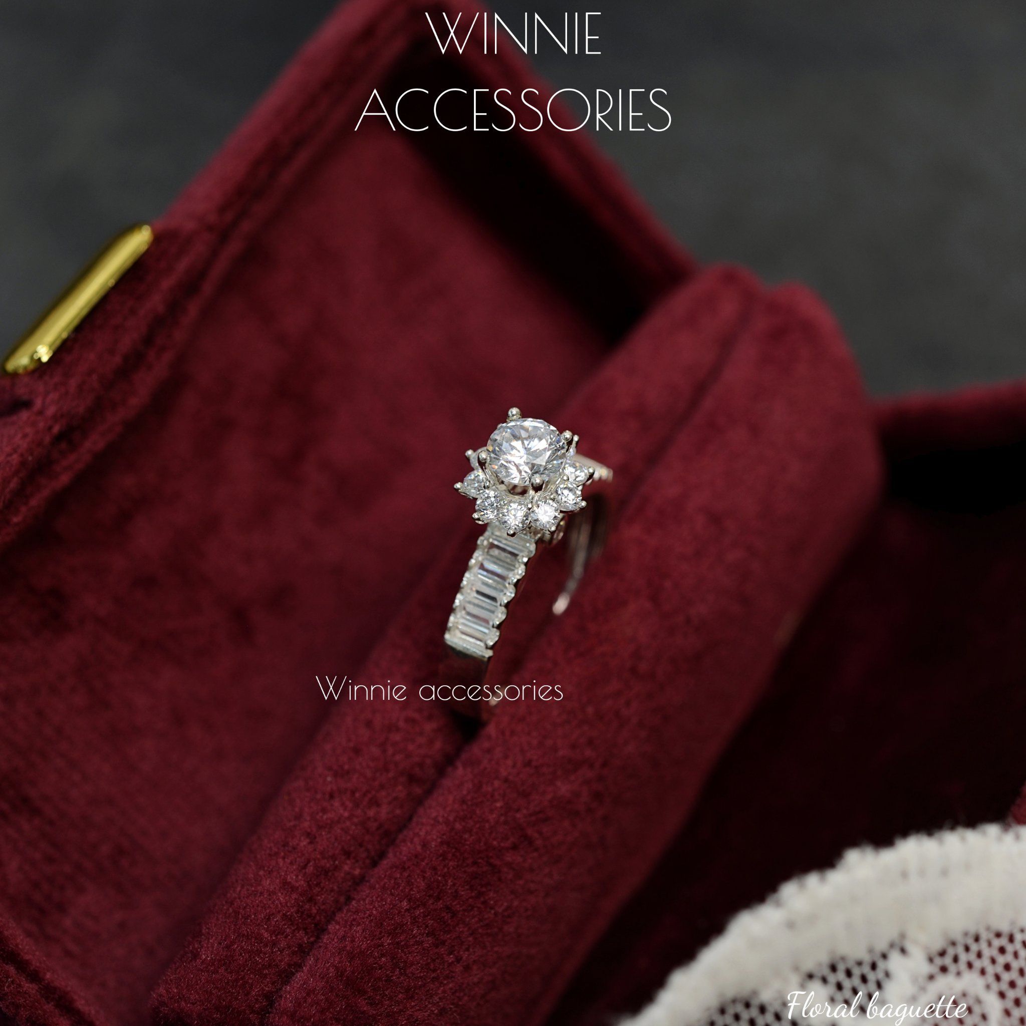  Nhẫn Bạc S925 Floral Baguette 