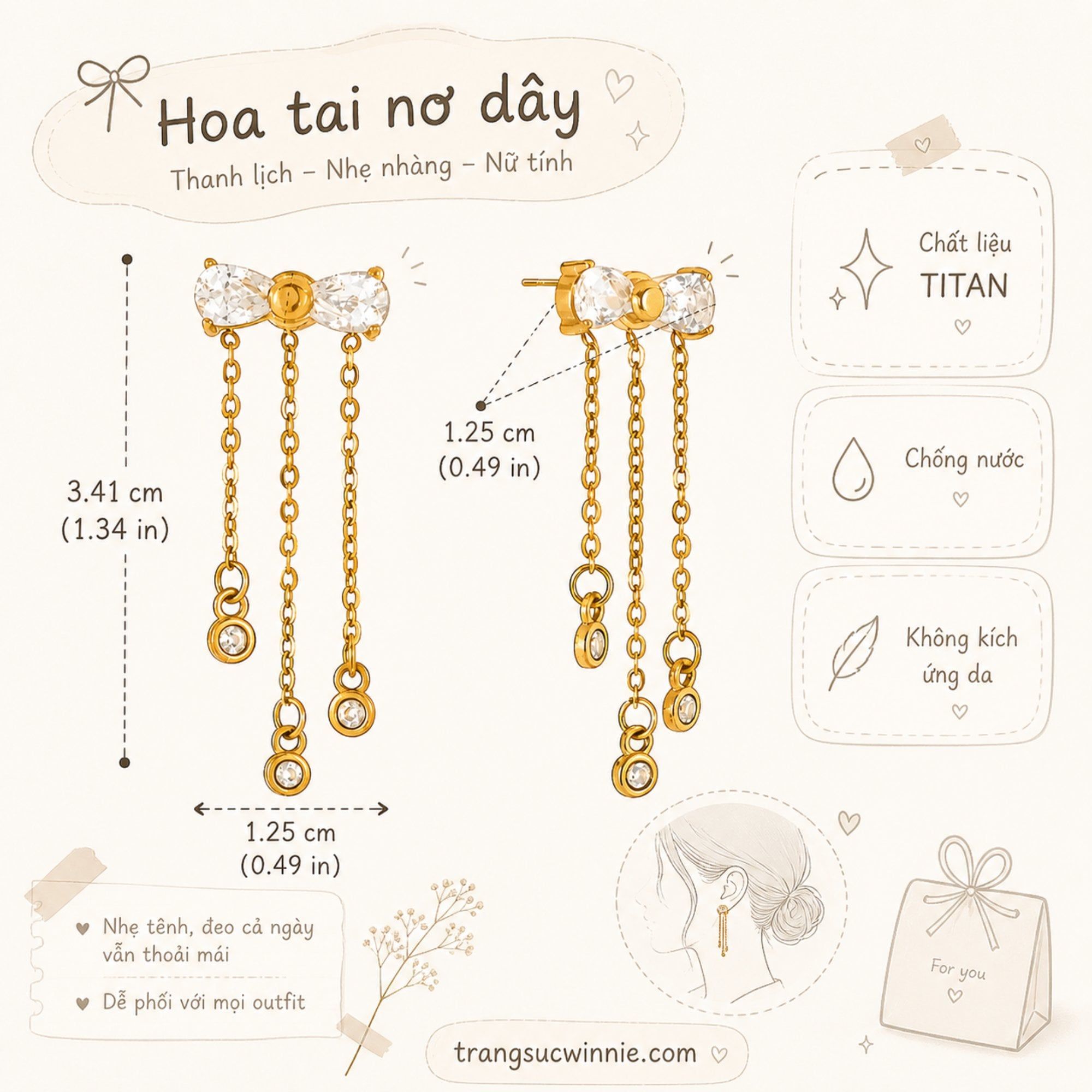  Hoa tai Titan Nơ Dây 