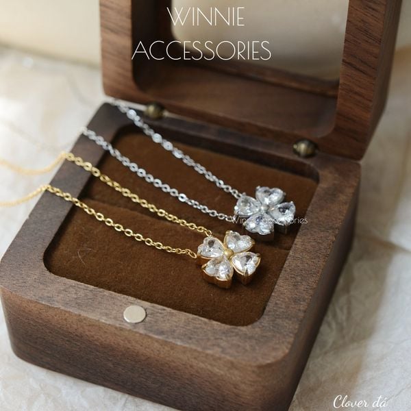 Dây chuyền Titan Clover đá 