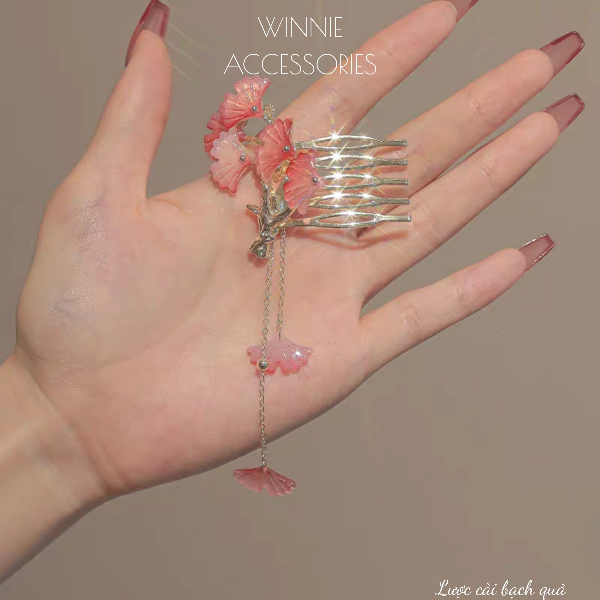  Lược cài Bạch Quả Đỏ 