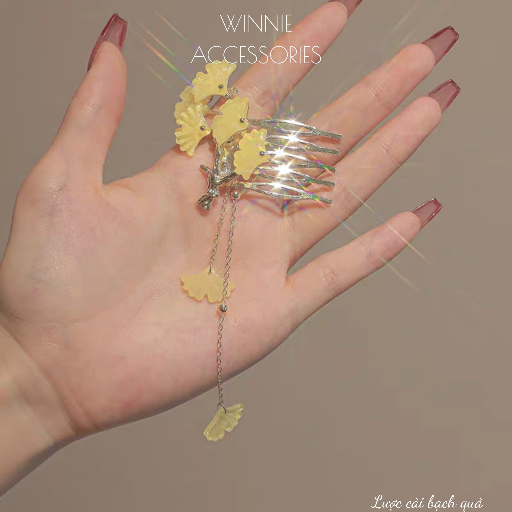  Lược cài Bạch Quả Vàng 