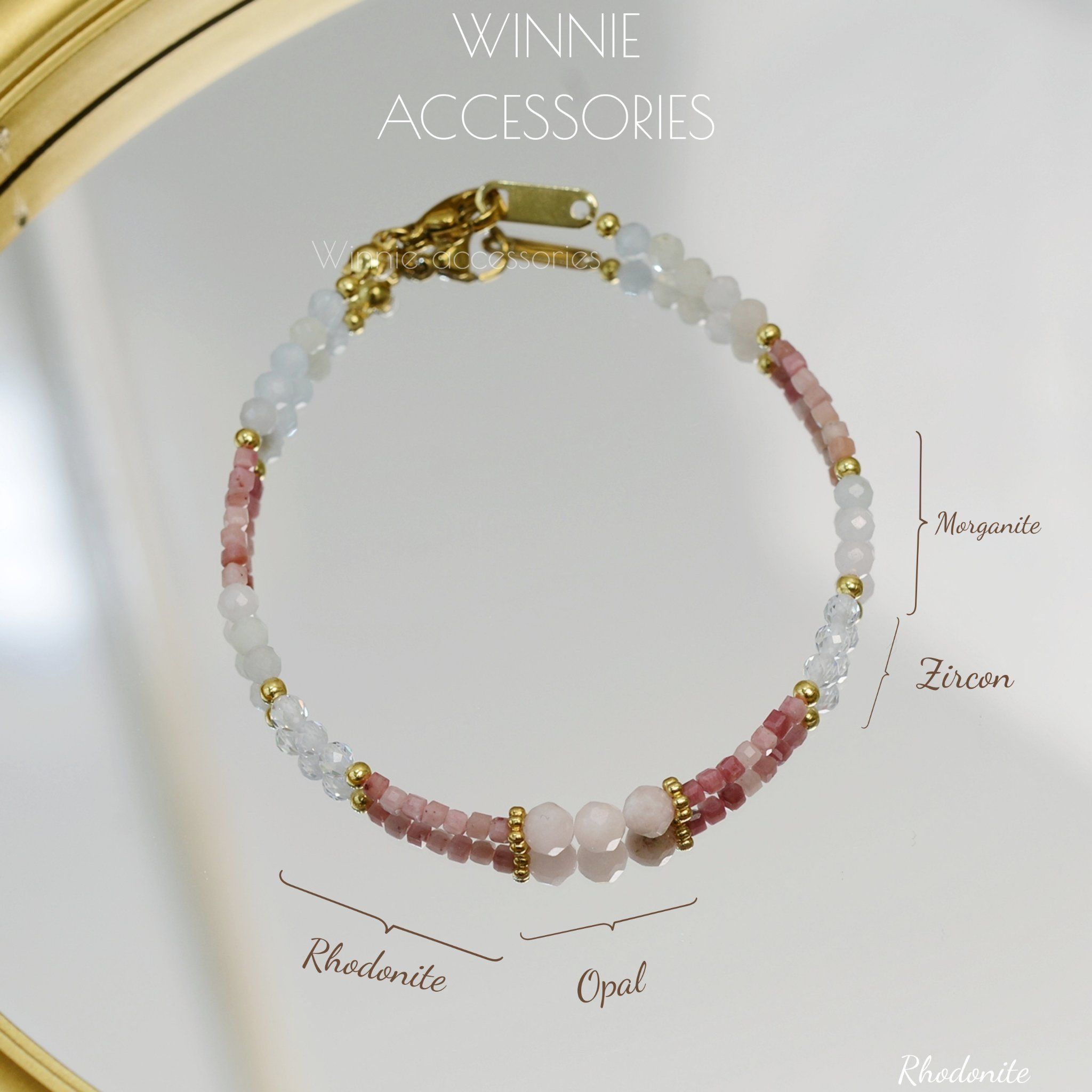  Lắc tay Titan Rhodonite (đá Tường Vi) 