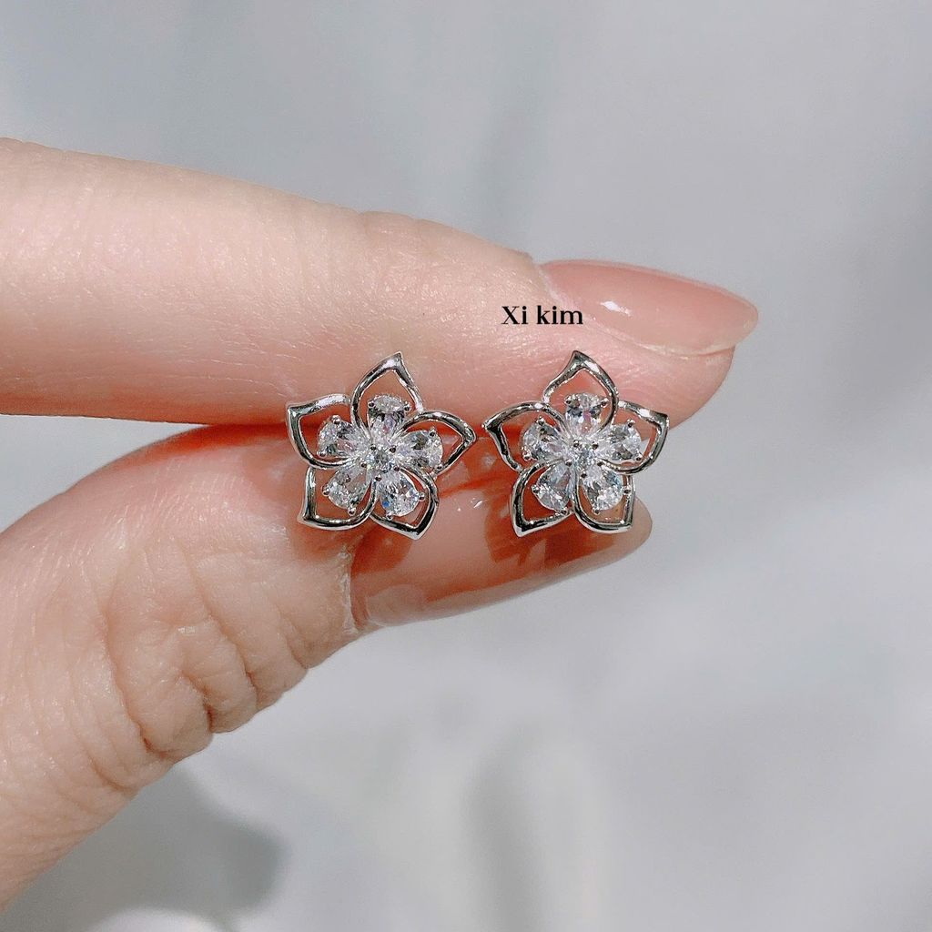  Hoa tai Bạc S925 Sakura (Đã xi kim) 