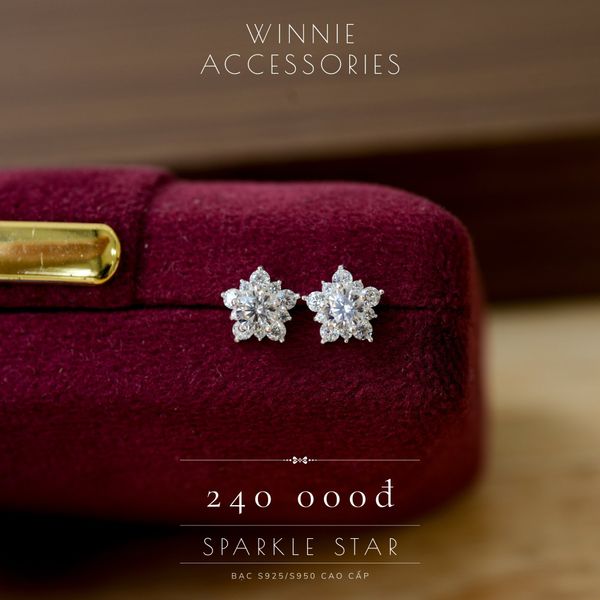  Hoa tai Bạc S925 Sparkle star 