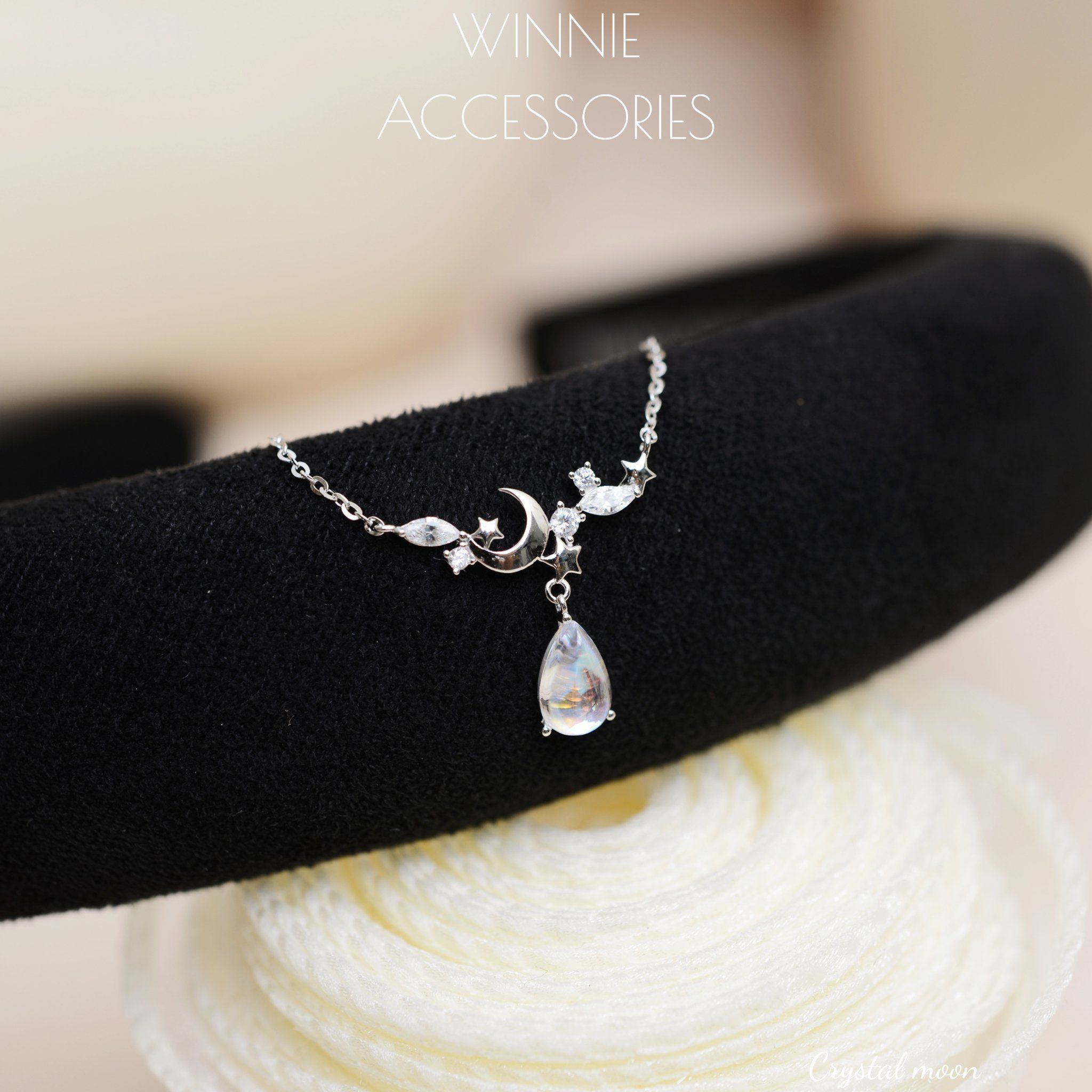  Dây chuyền Bạc S925 Crystal Moon (Xi Kim) 