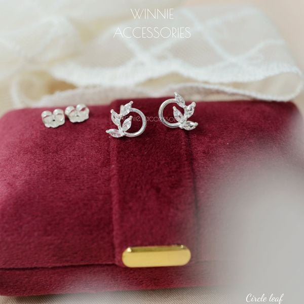  Hoa tai Bạc S925 Circle leaf 