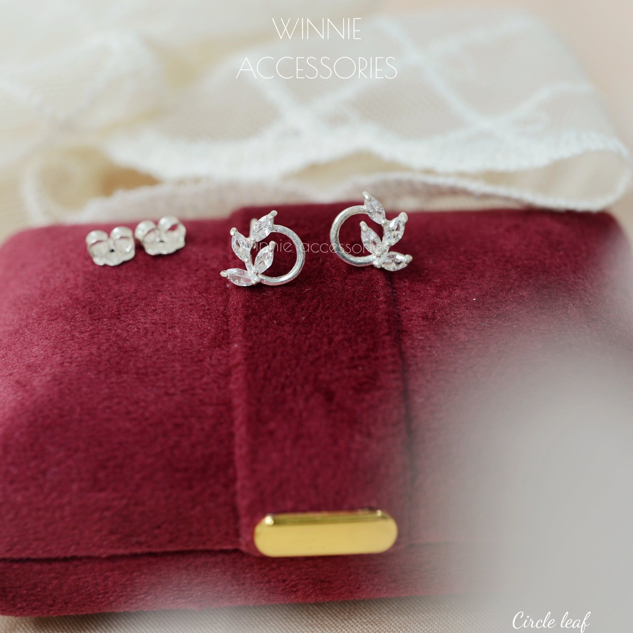  Hoa tai Bạc S925 Circle leaf 