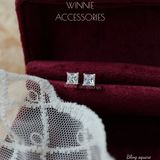  Hoa tai Bạc S925 Bling Square 