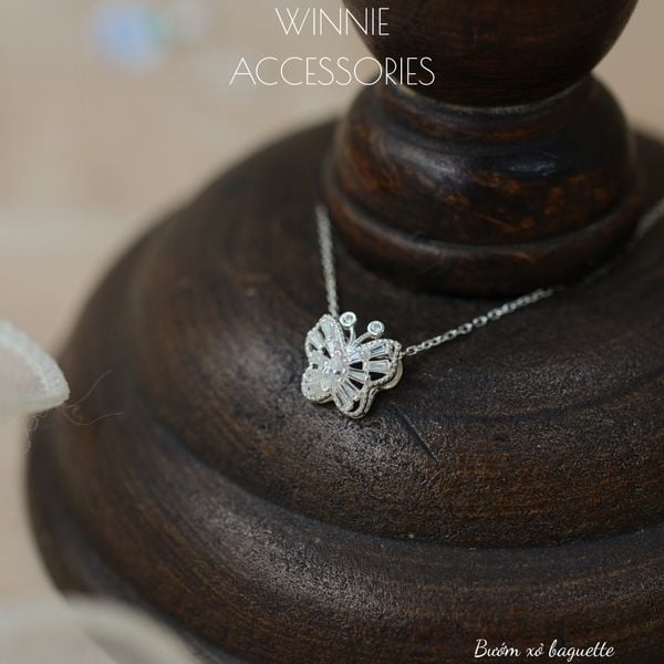  Dây chuyền Bạc S925 Bướm xỏ baguette 