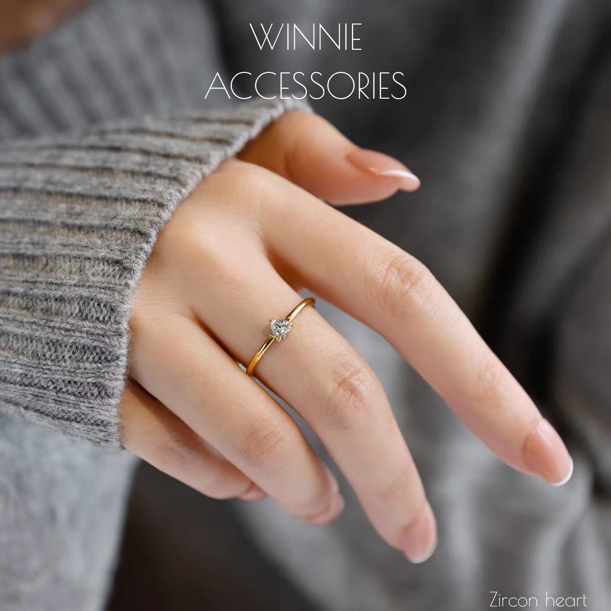  Nhẫn Titan Zircon heart 