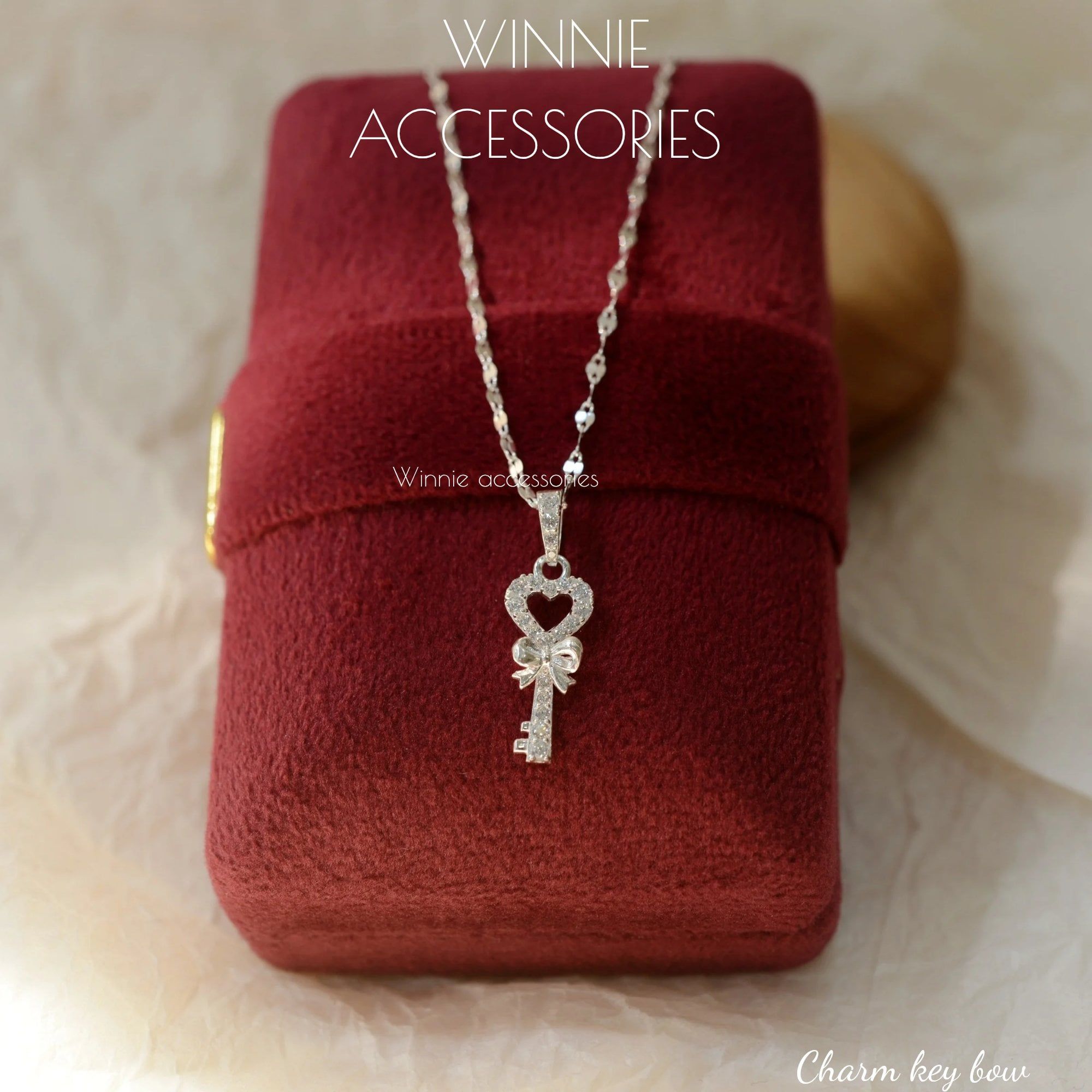  Charm Dây chuyền Bạc S925 Key Bow (không kèm dây) 